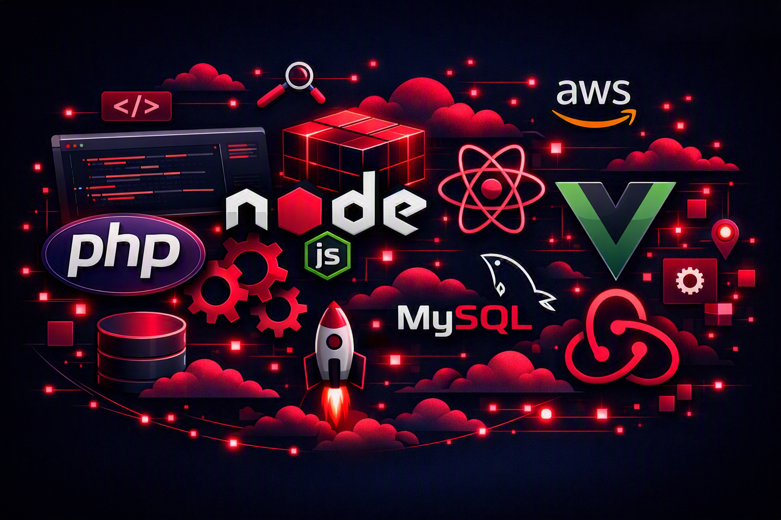 Stack de tecnologías: PHP, Node.js, MySQL, React, Vue, Redux y AWS